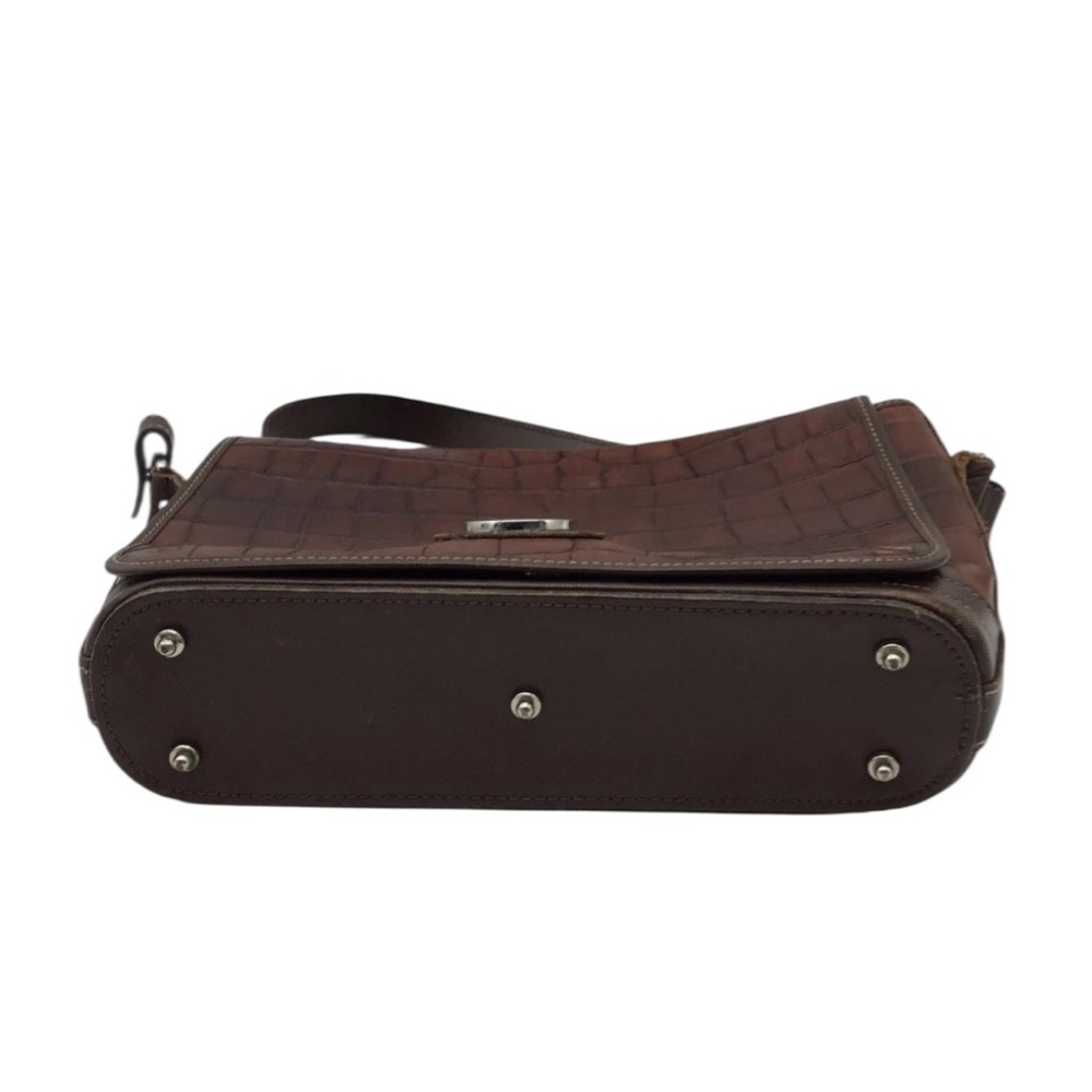 Dooney Brown Croc Embossed Shoulder Bag - Picture 3 of 10